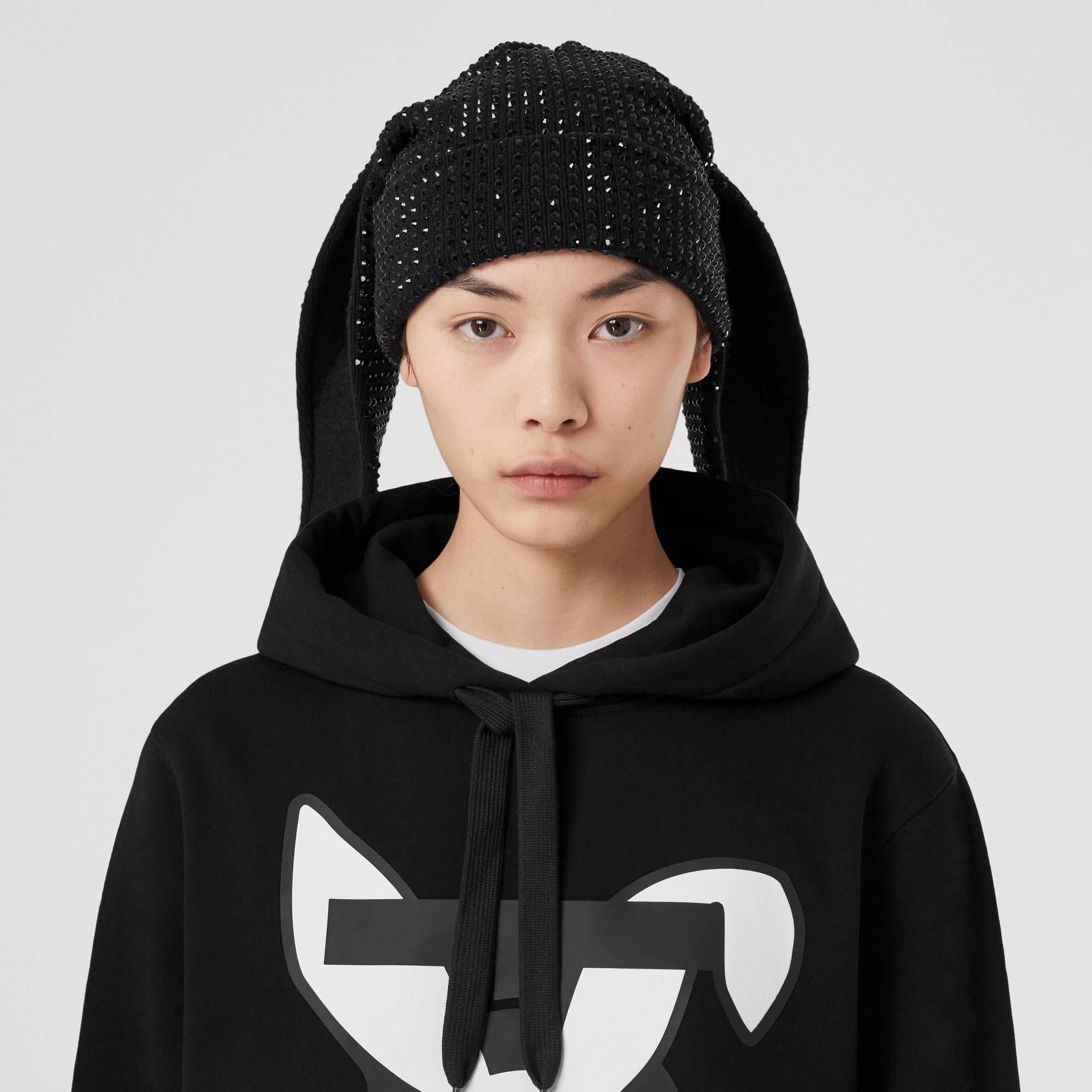 Rabbit Print Cotton Hoodie - 2