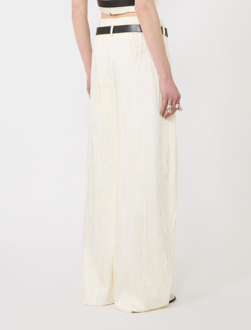 Low-waisted wide trousers in satin - ivory 4