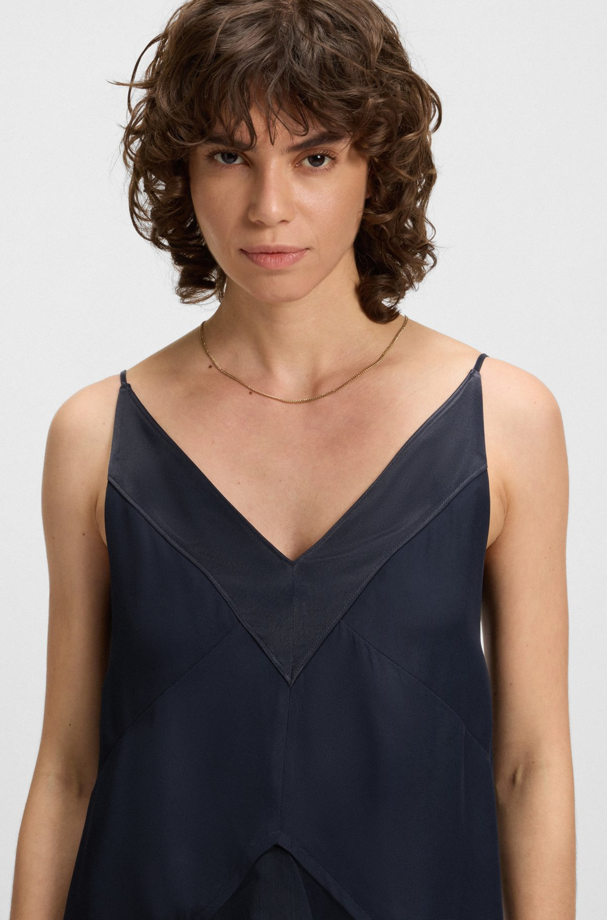 LAYERED SATIN DRESS WITH SILK INSERTS - 5