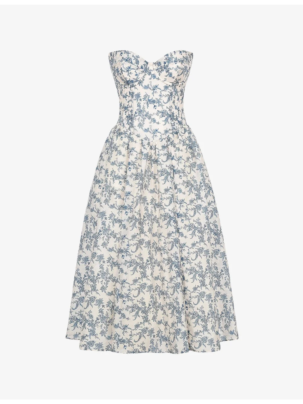 Bennett graphic-print strapless cotton-blend midi dress - 1