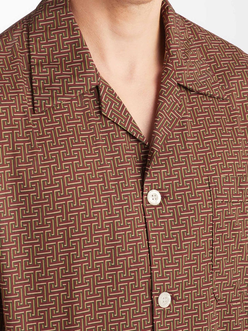 Men's Short Pajamas Ledbury 72 Cotton Batiste Burgundy - 2
