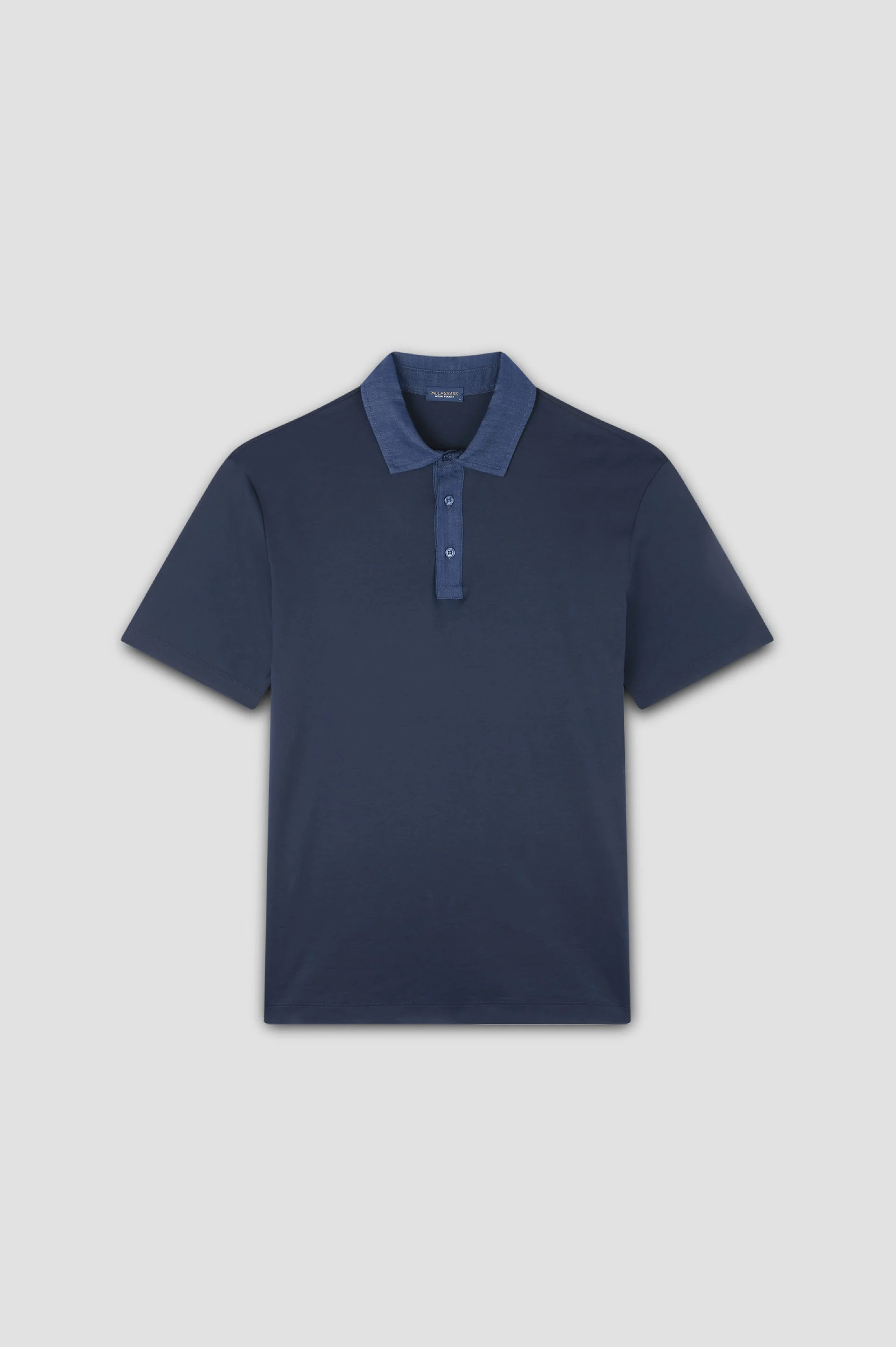 POLO IN AQUA TOUCH COTTON WITH DENIM DETAILS - 1