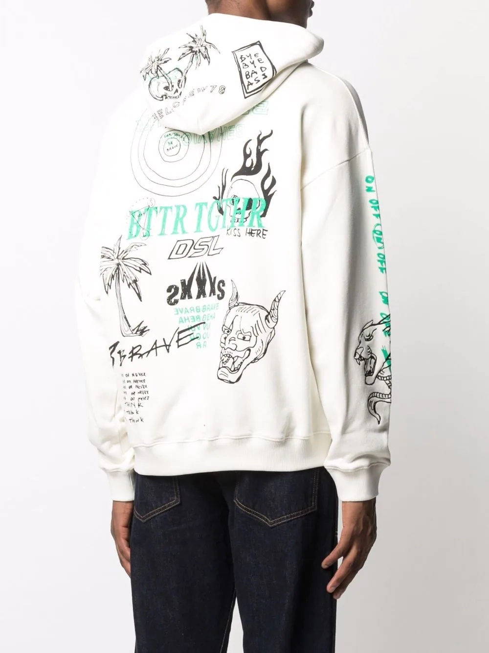 graphic-print cotton hoodie - 4