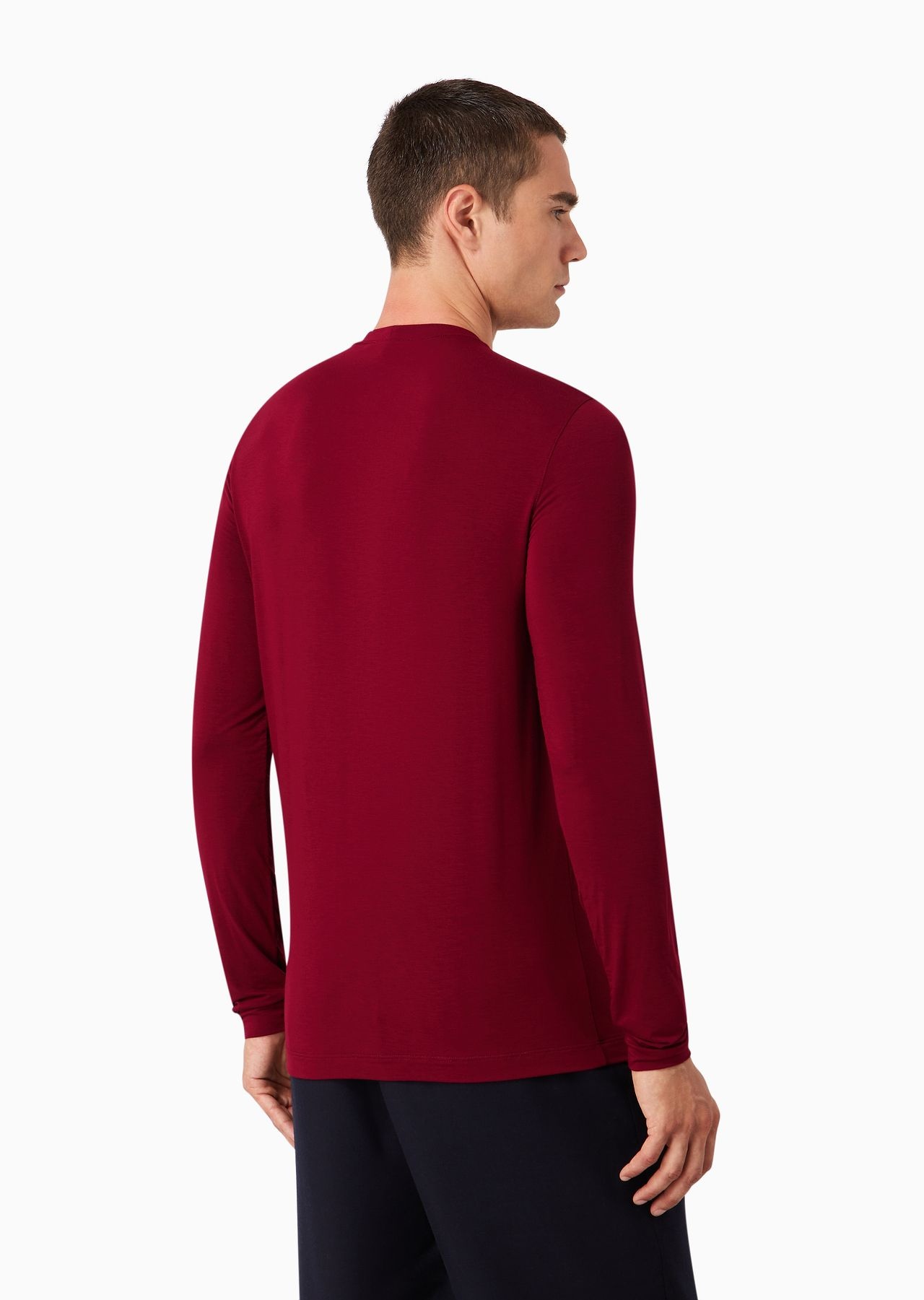 Stretch viscose jersey jumper with crew neck and long sleeves - 3