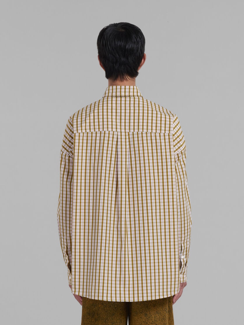 GREEN BIO POPLIN SHIRT WITH CONTRASTING CHECKS - 3