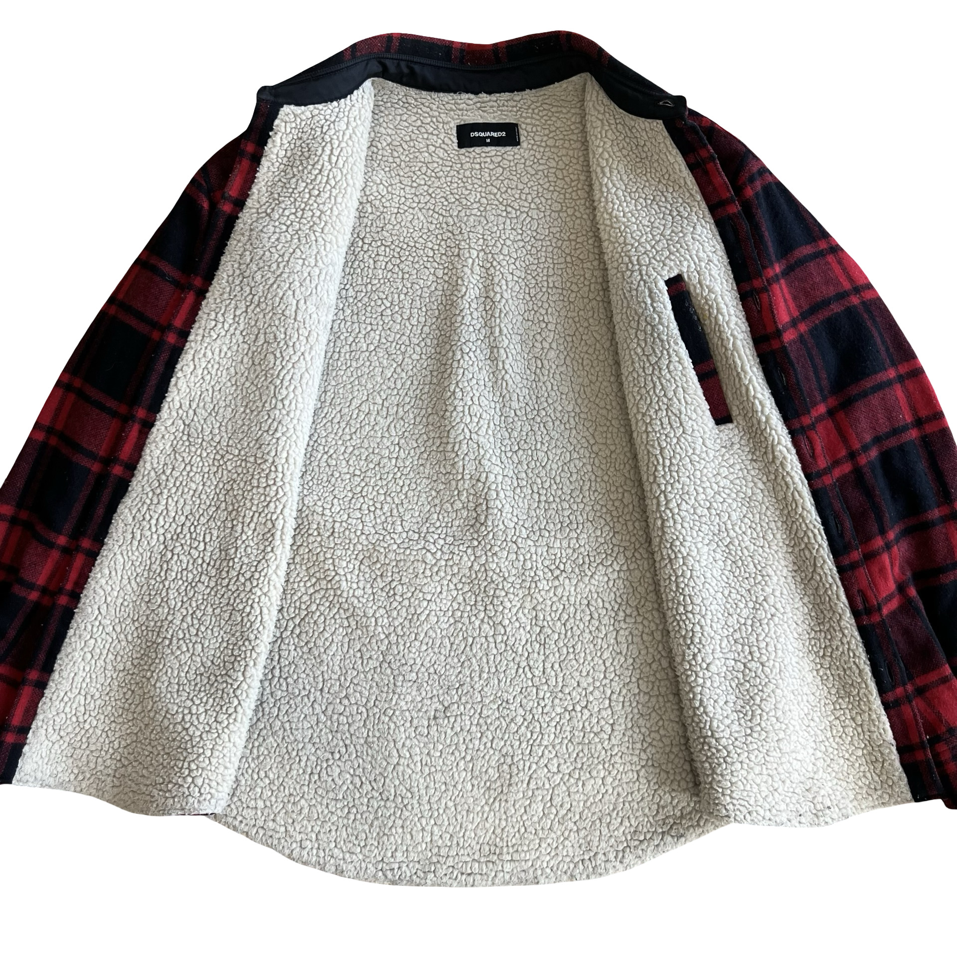 DSquared2 Buffalo Plaid Sherling Lined Flannel SZ M - 3