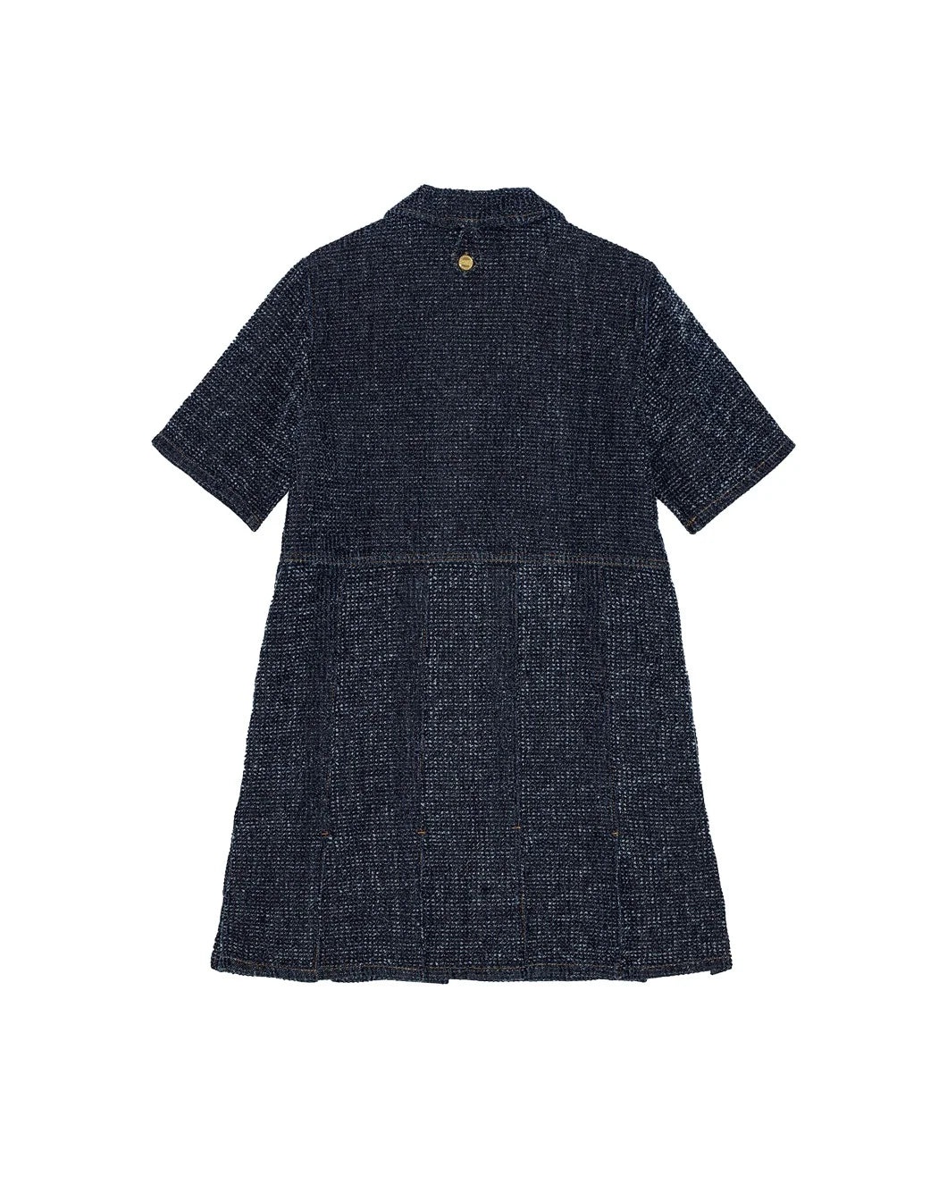 DARK BLUE FLUFFY DENIM MINI DRESS - 2