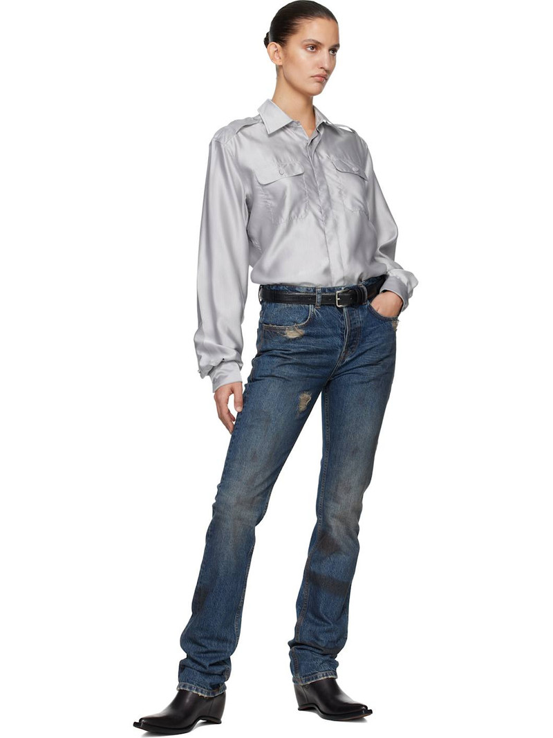 AARON ESH Blue Washed Denim Jeans outlook
