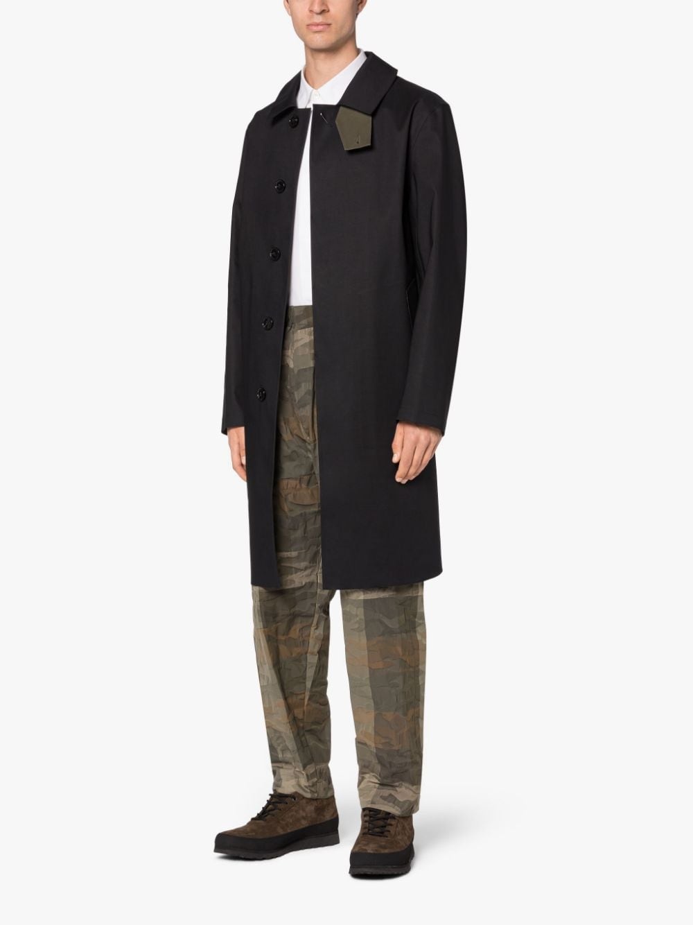 TARTAN OXFORD BLACK BONDED COTTON 3/4 COAT - 4