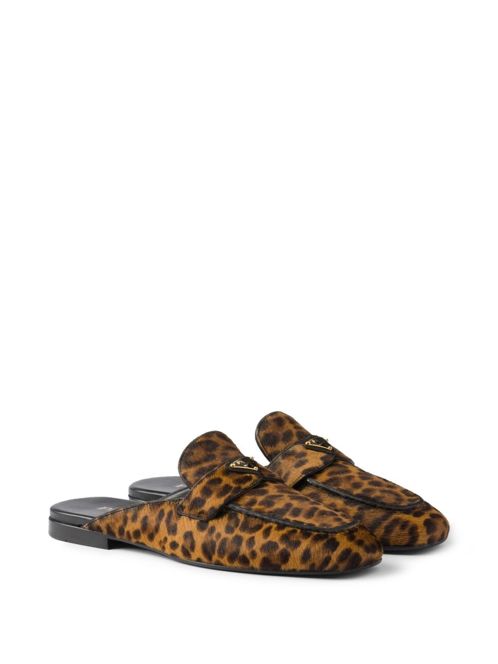 leopard-print leather mules - 2