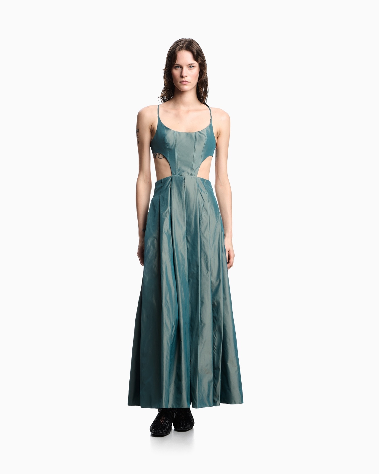 TAFFETA LONG DRESS WITH CUT-OUT DETAIL - 2