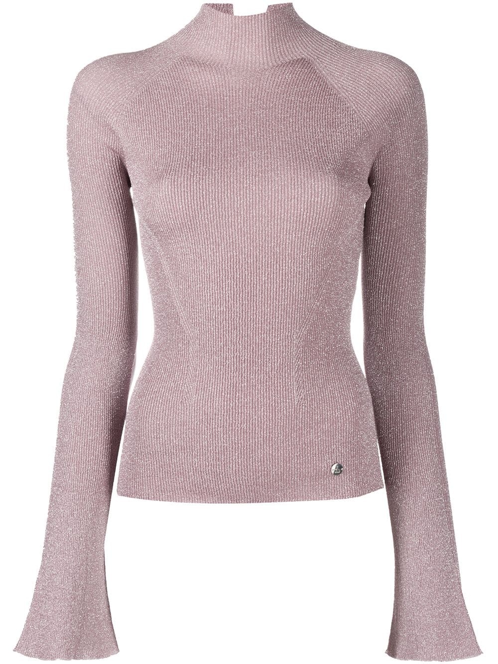 ribbed knit turtle-neck blouse - 1