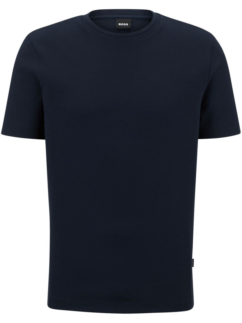 logo-tag bubble-jacquard cotton T-shirt 1