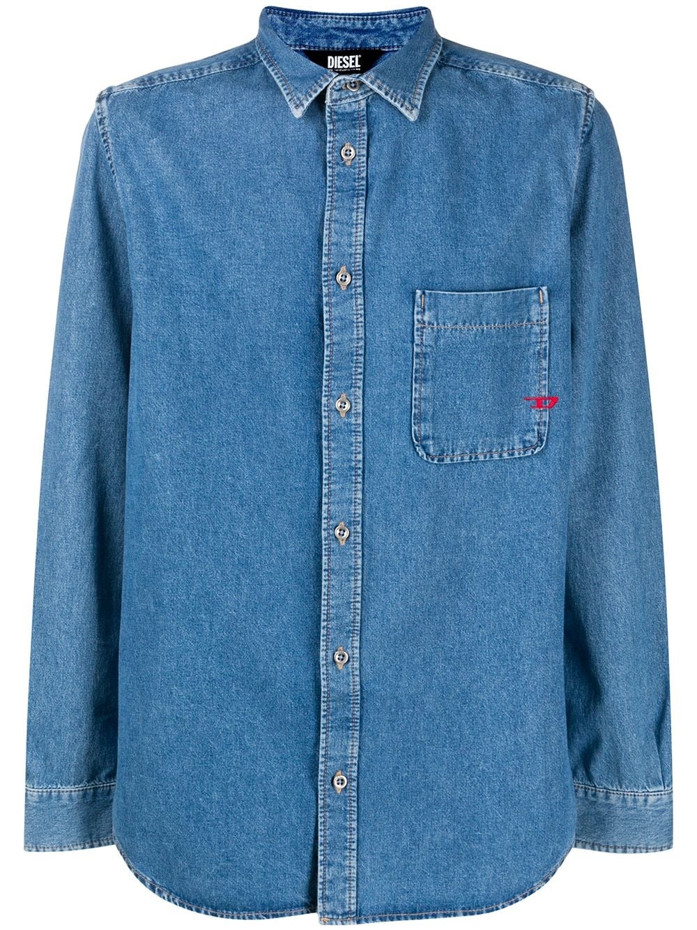 logo-embroidered denim shirt - 1