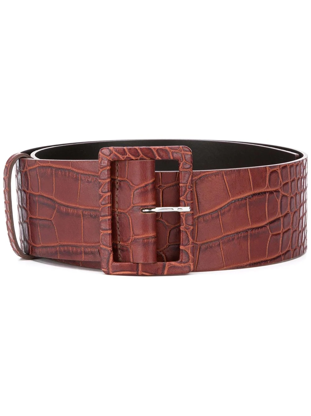 crocodile-embossed leather belt - 1