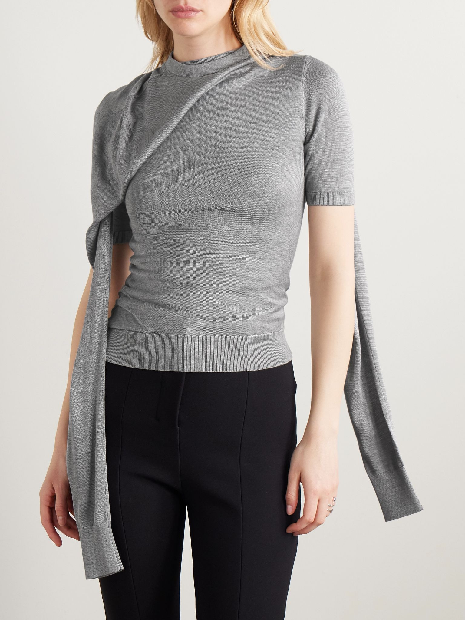 Layered silk-jersey top Gray - 3