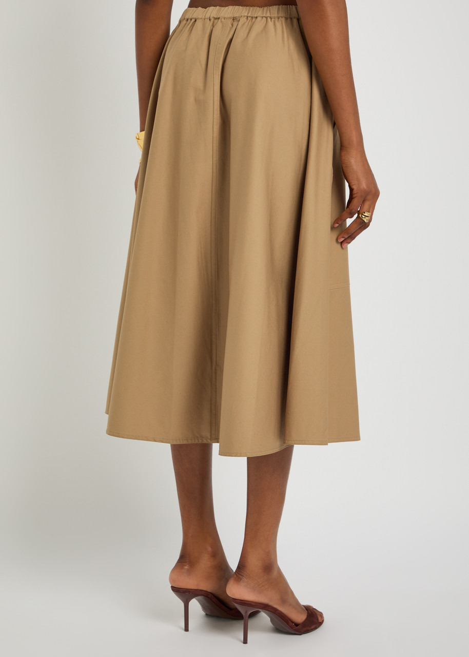 Vince Stretch-cotton Poplin Midi Skirt - 3