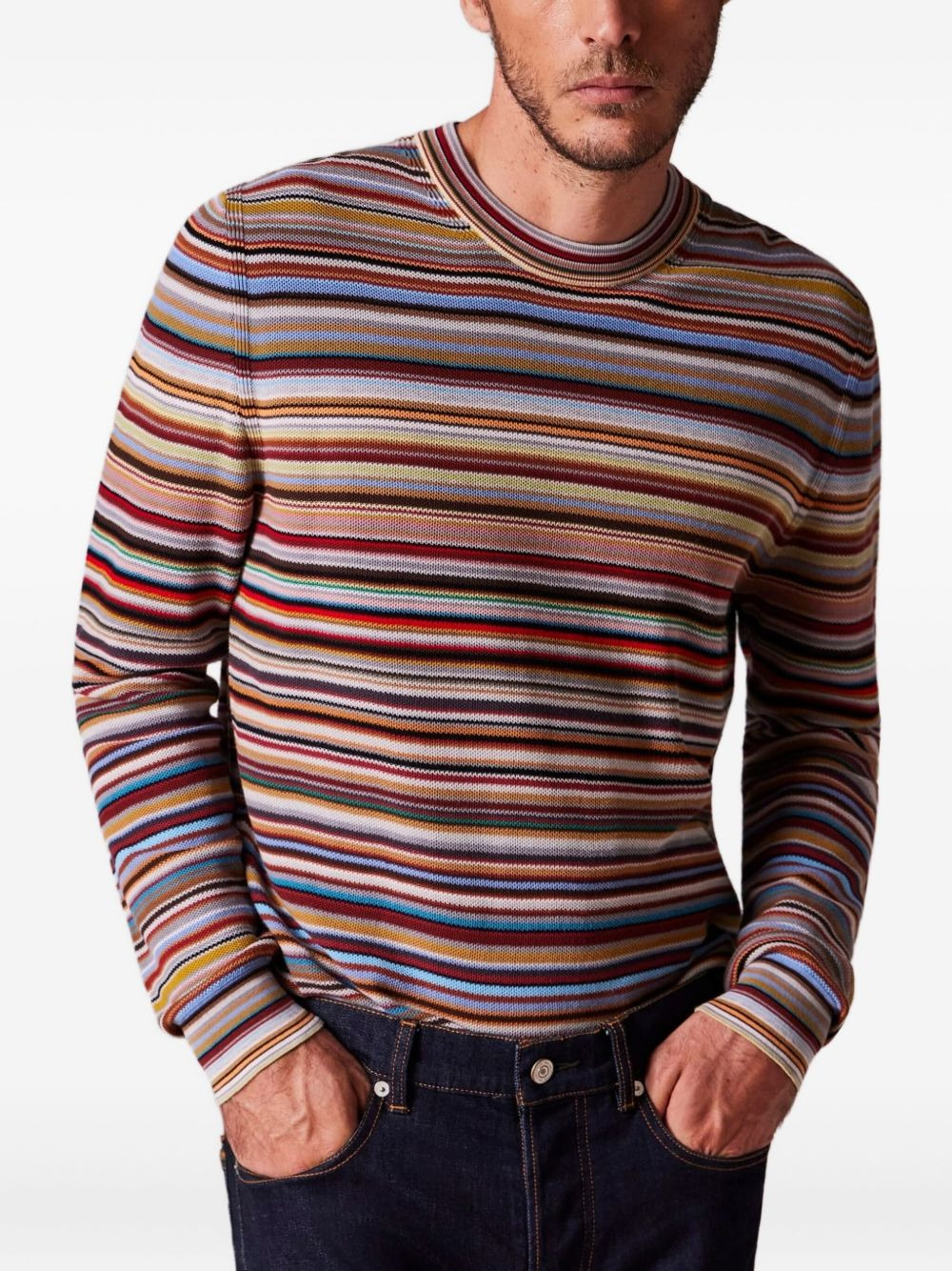 multi-striped cotton sweater - 2