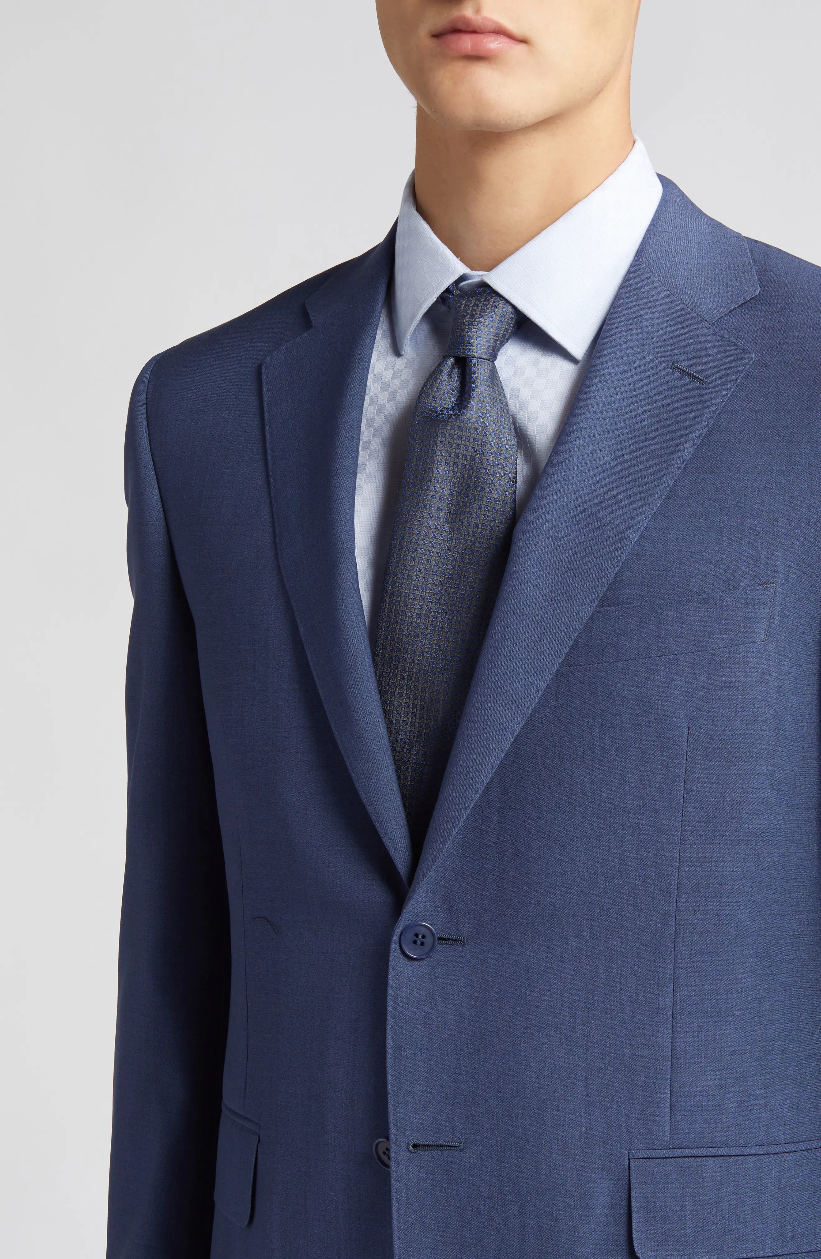Siena Regular Fit Solid Blue Wool Suit - 4