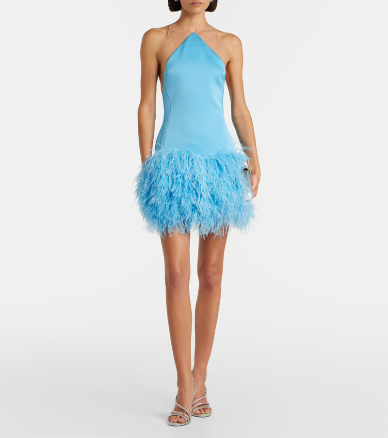David Koma Feather-trimmed satin minidress outlook