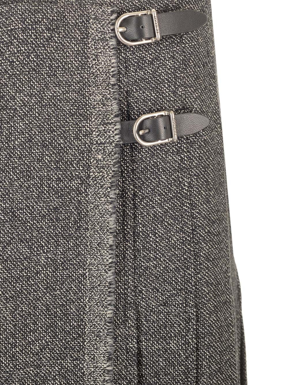 Pleated Midi Kilt Skirt Melange Black Skirts Grey - 4