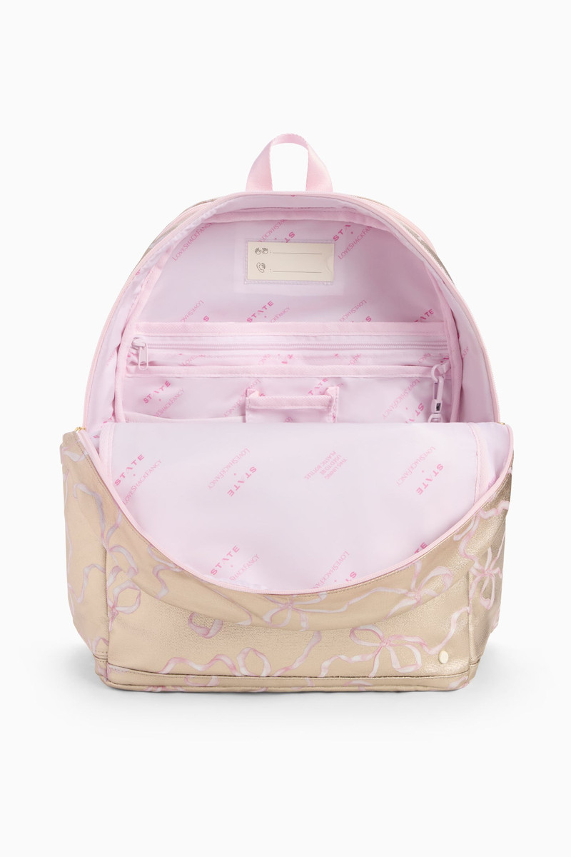STATE x LoveShackFancy Gold Kane Double Pocket Backpack 3