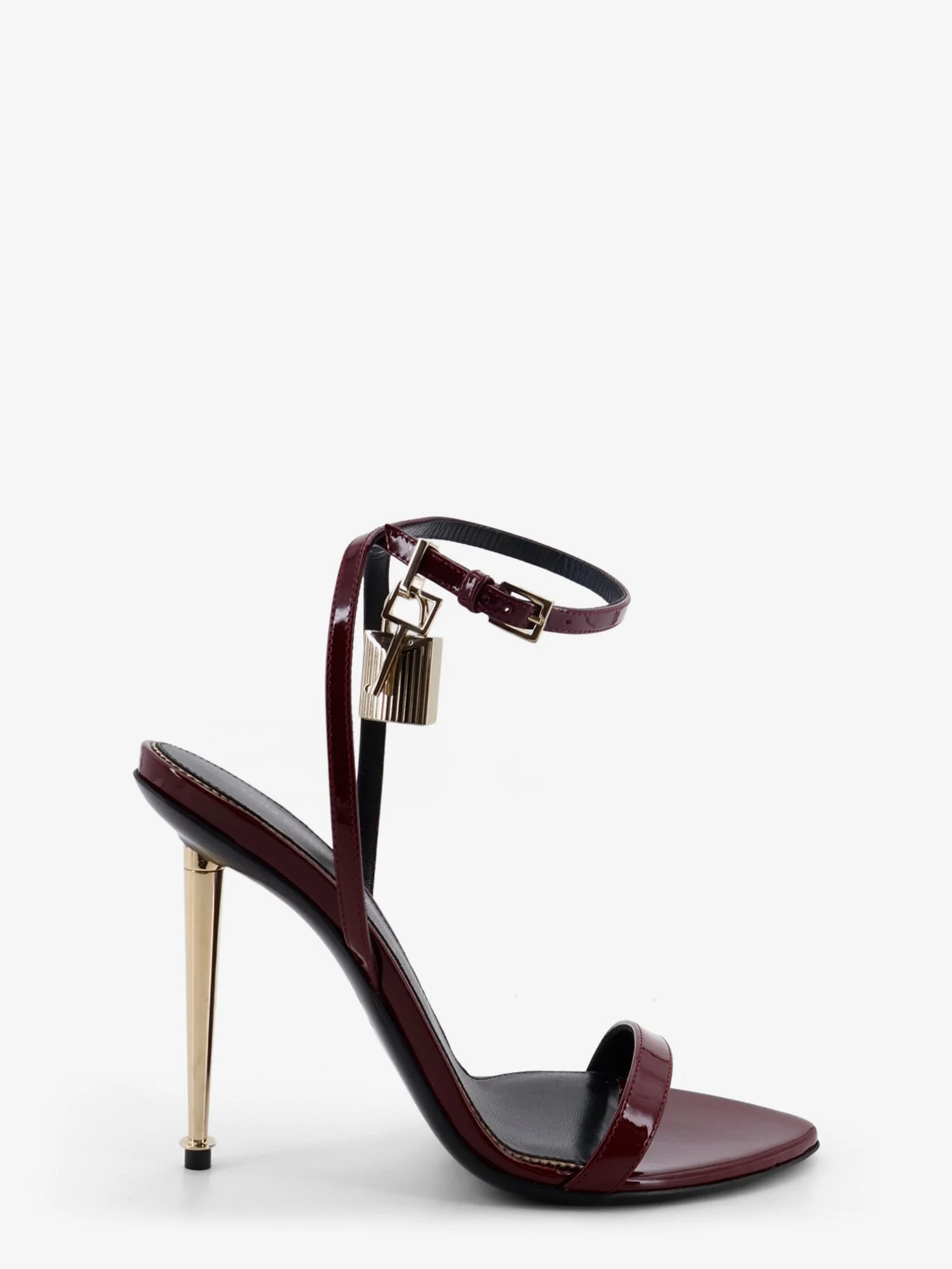 Patent Leather Sandals With Iconic Metal Padlock - 1