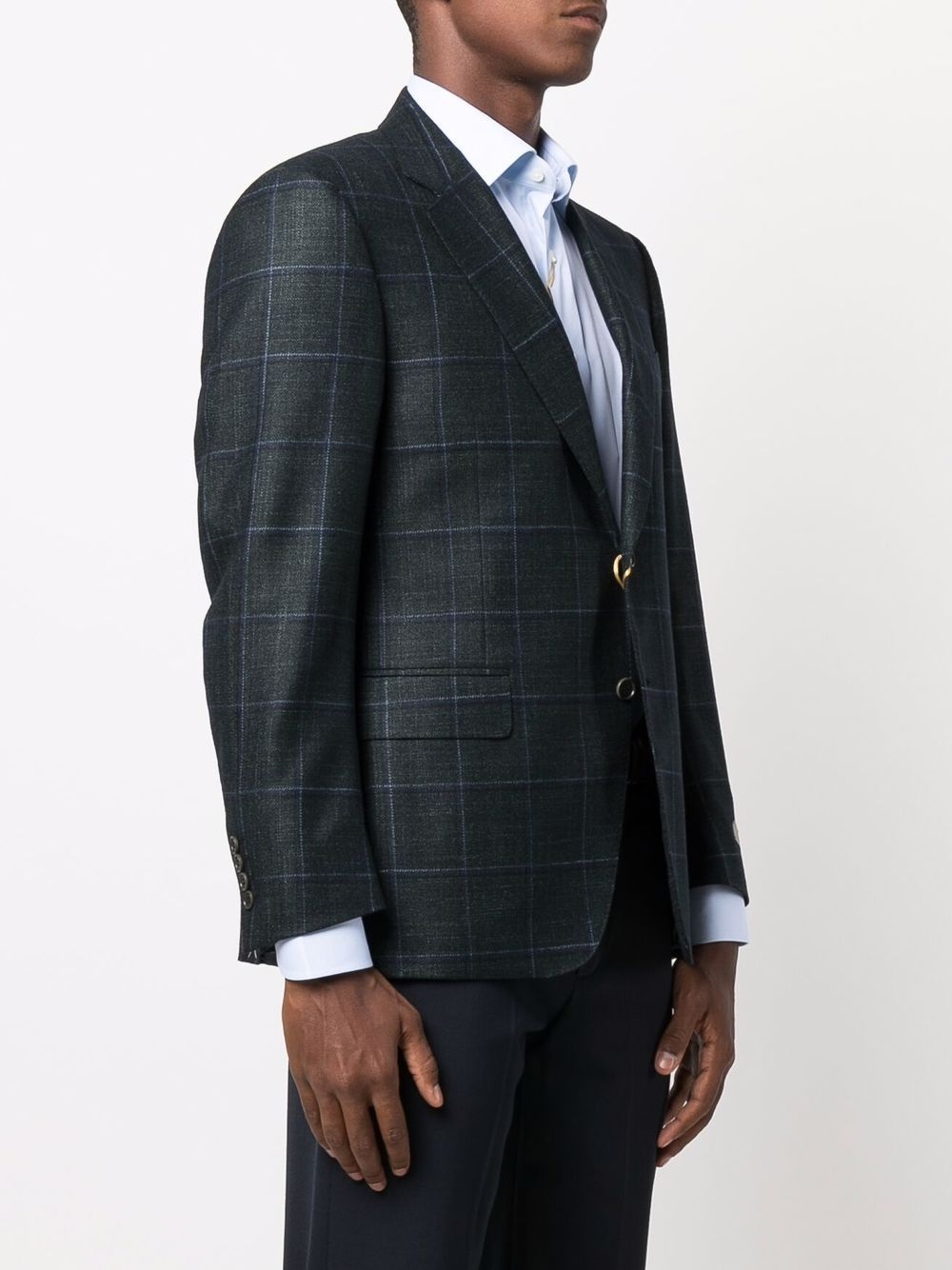 check-pattern single-breasted blazer - 3