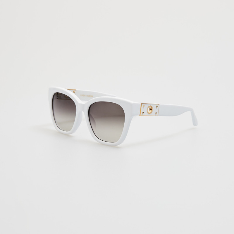 LINDA FARROW Tamara Cat Eye Sunglasses in White outlook