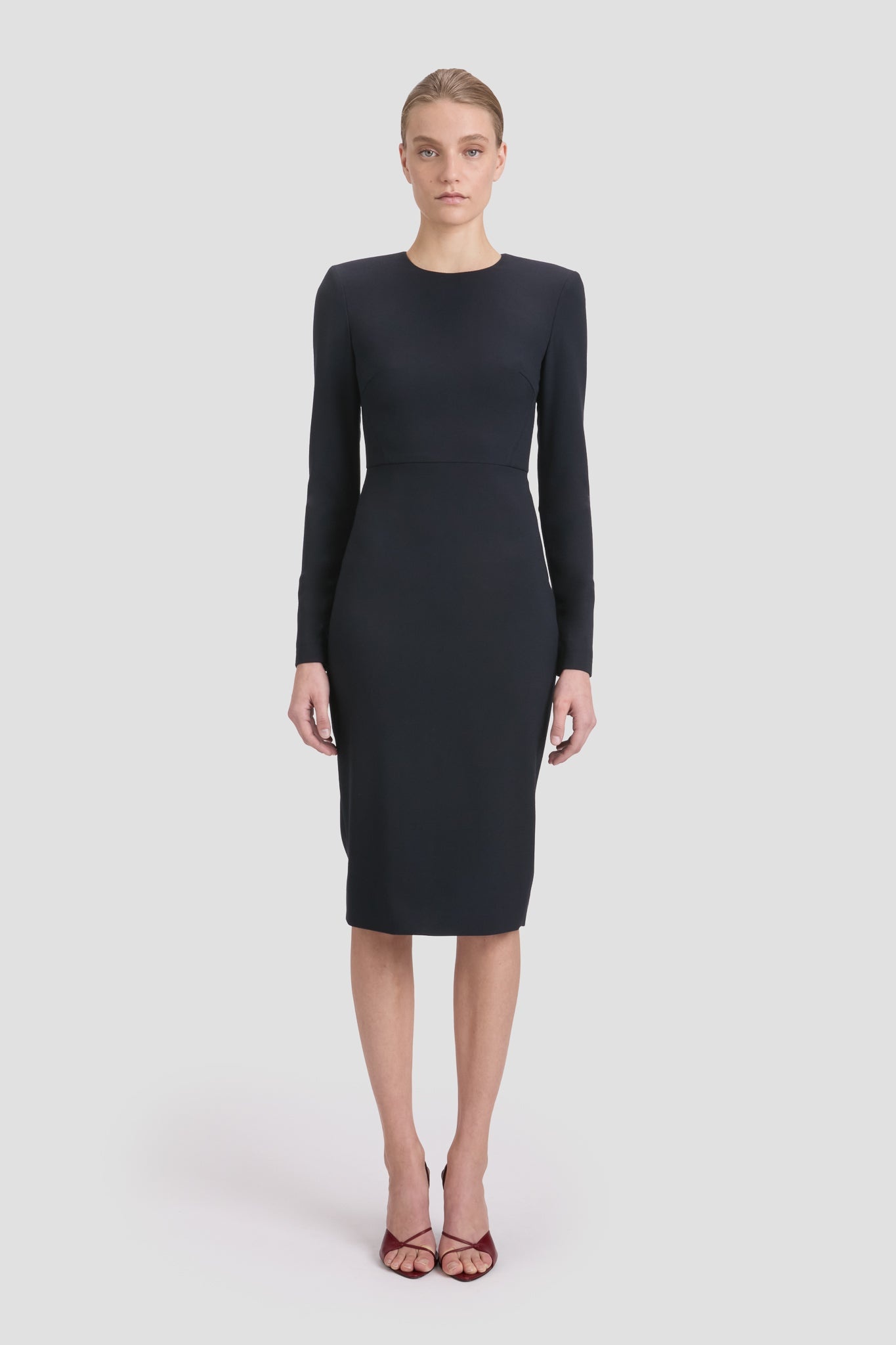 Long Sleeve T-Shirt Fitted Dress In Navy - 2