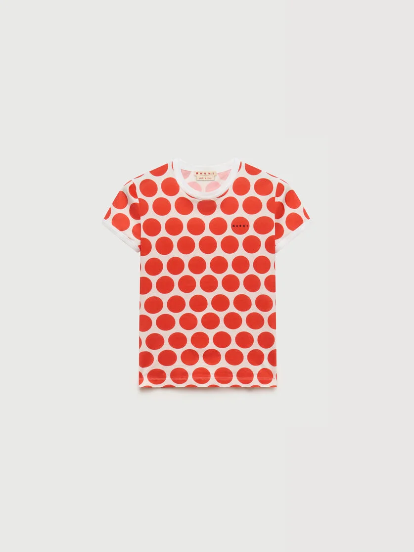 WHITE COTTON T-SHIRT WITH POLKA RHYTHM PRINT - 1