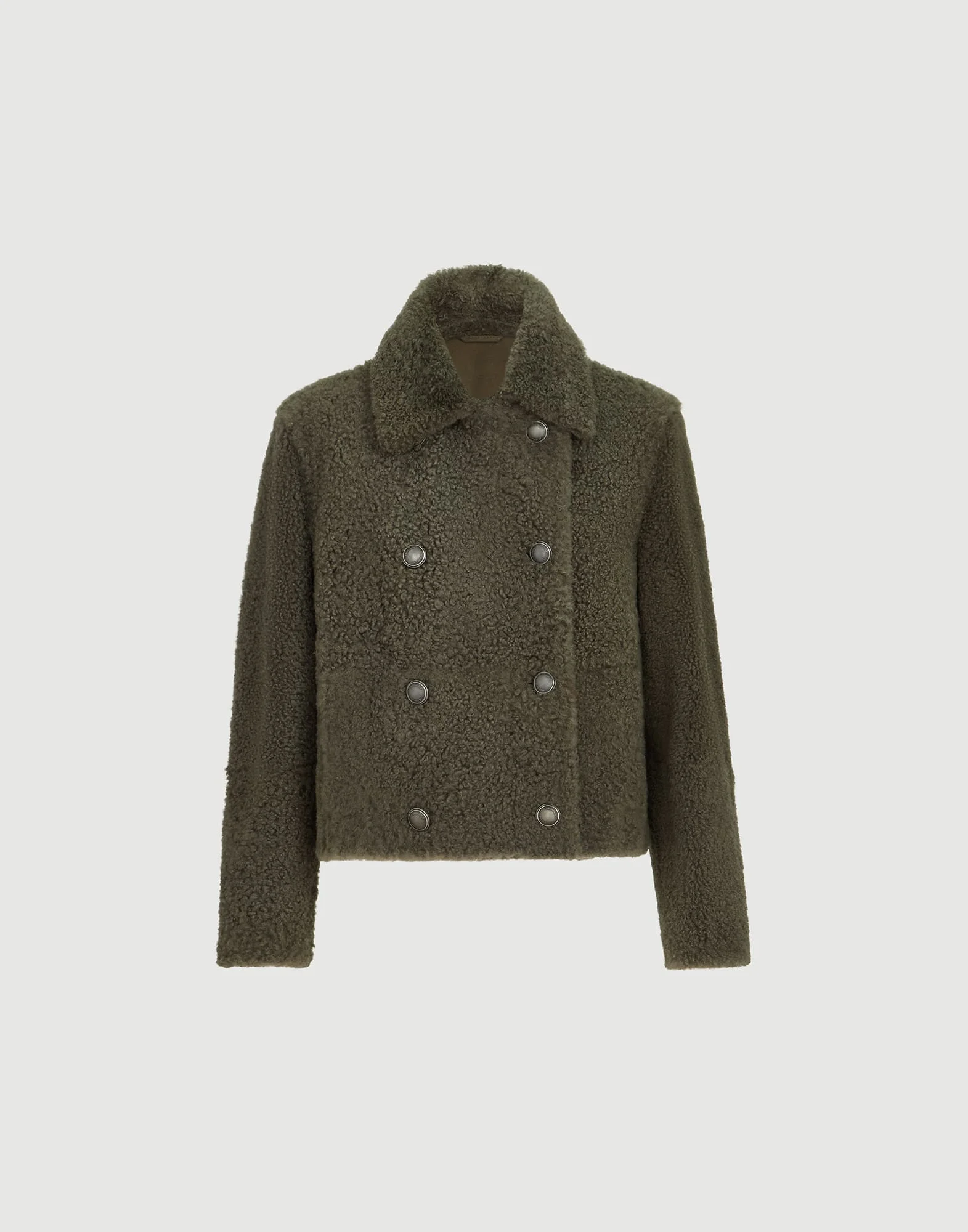 Fuzzy shearling pea coat - 1