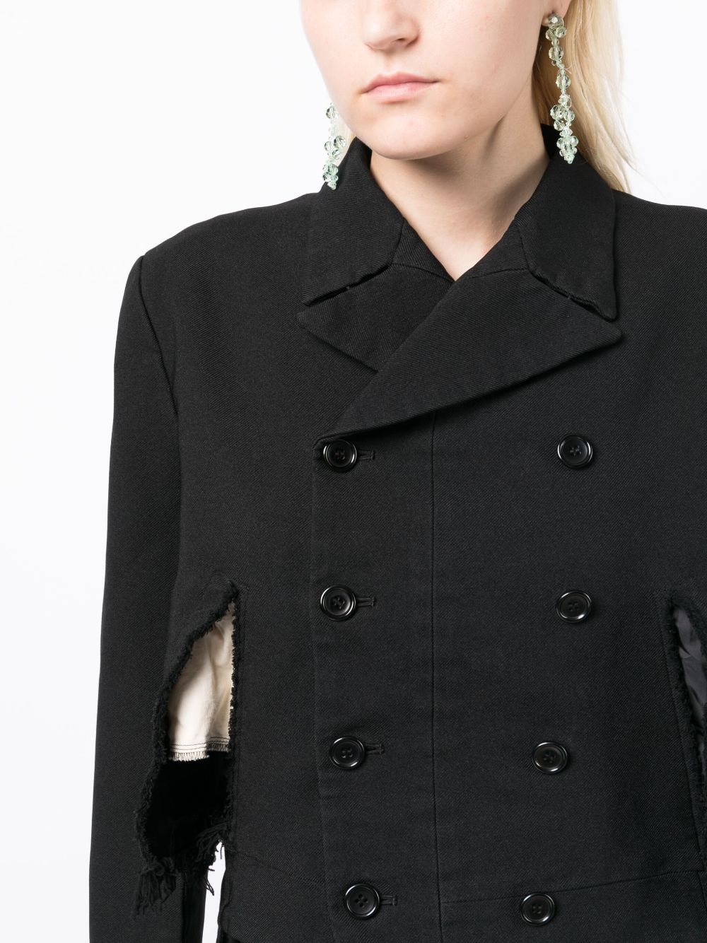 ripped double-breasted blazer - 5