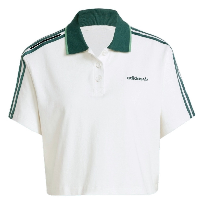 (WMNS) adidas Loose Crop Polo Shirt 'White' IX3555 1
