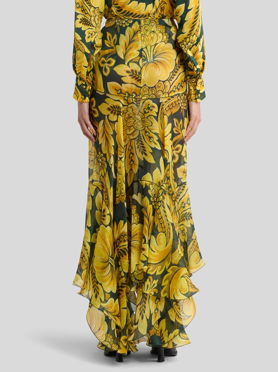 SILK MAXI SKIRT WITH FLOWER AND BEE MOTIF - 5