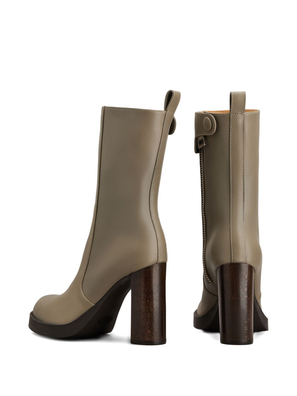 leather zip-detail block-heel boots - 3