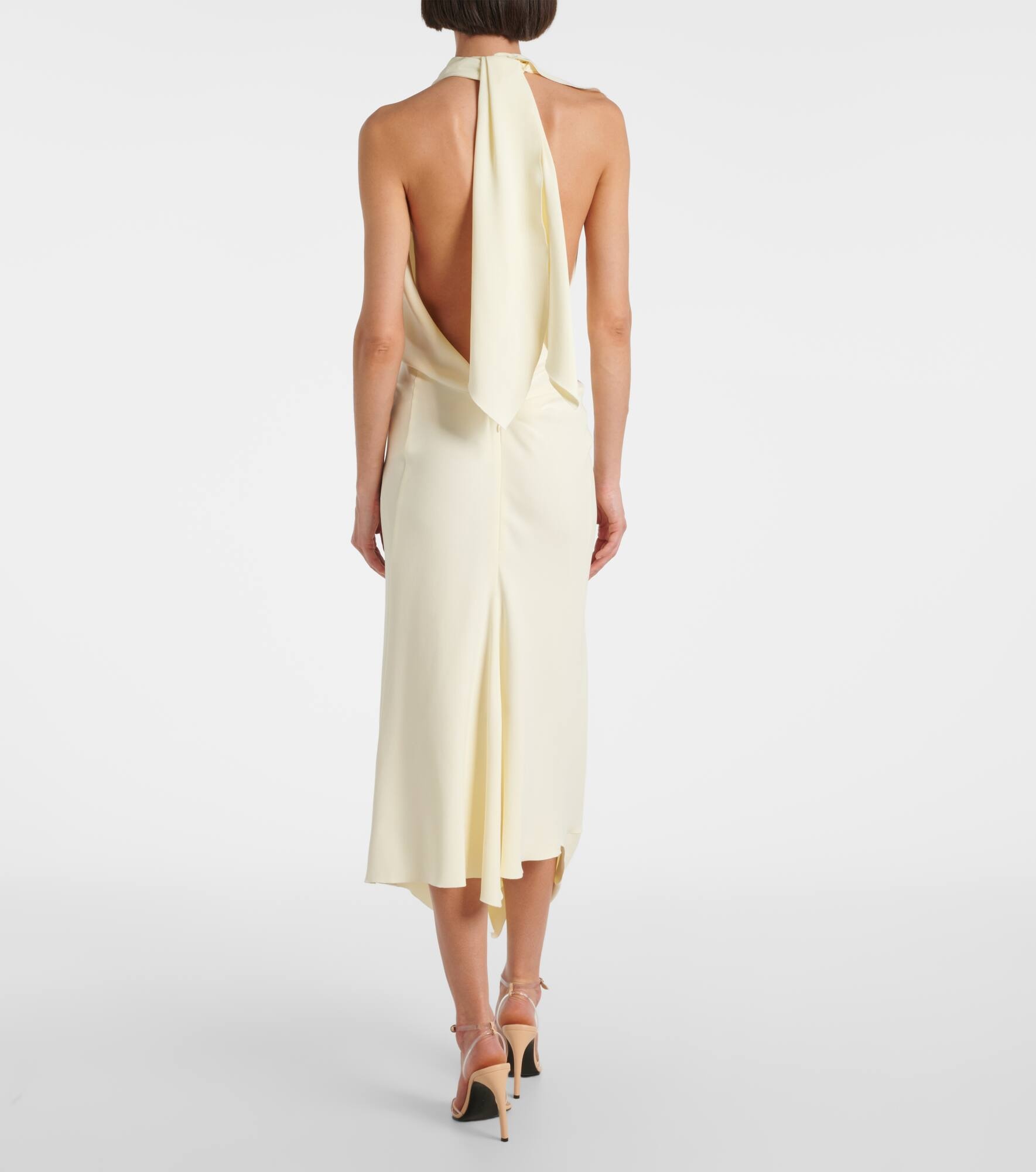 Gathered satin crepe midi dress - 3