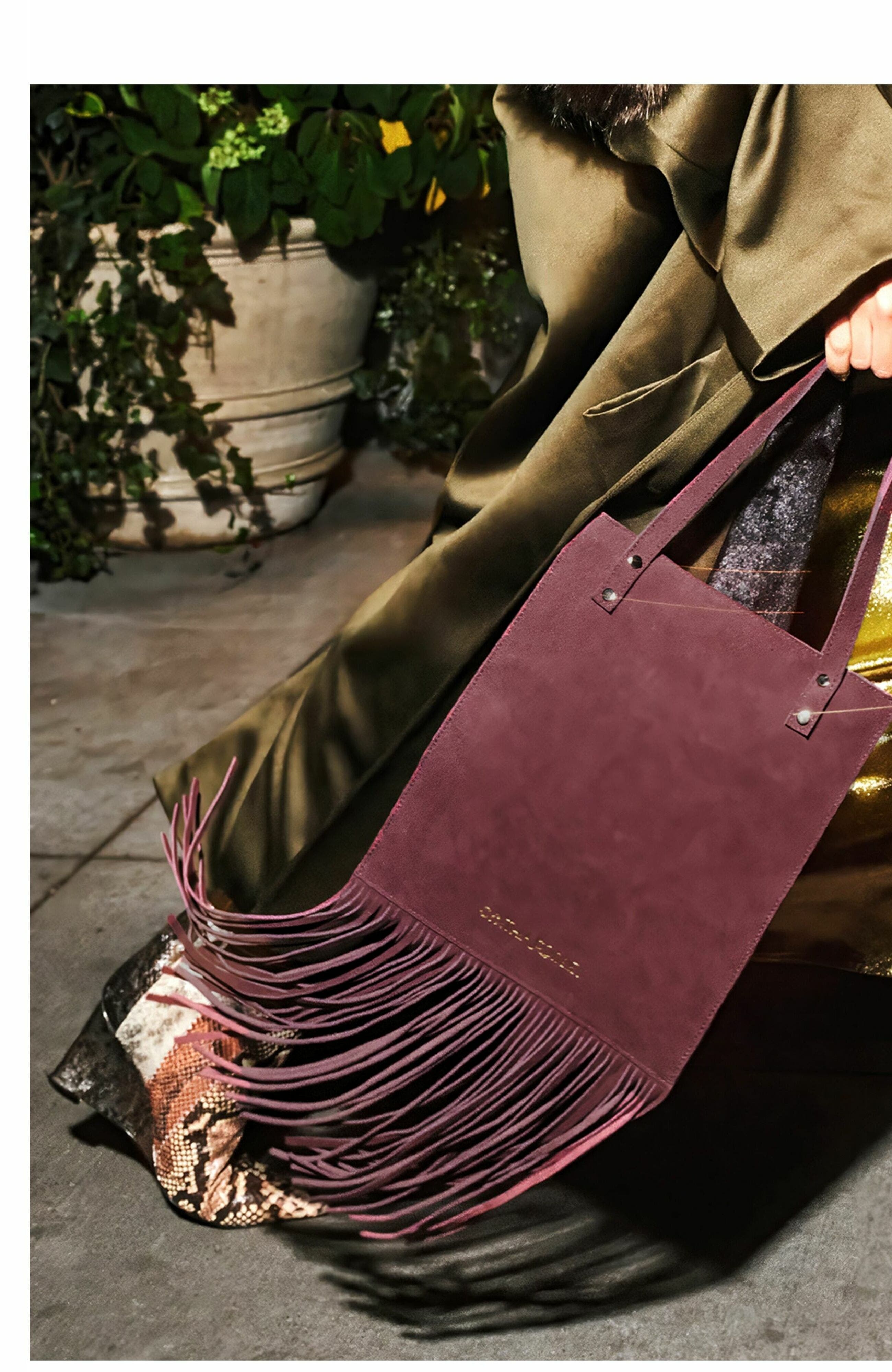 Cynthia Rowley Felicity Fringe Suede Tote in Borwn Gold at Nordstrom - 4