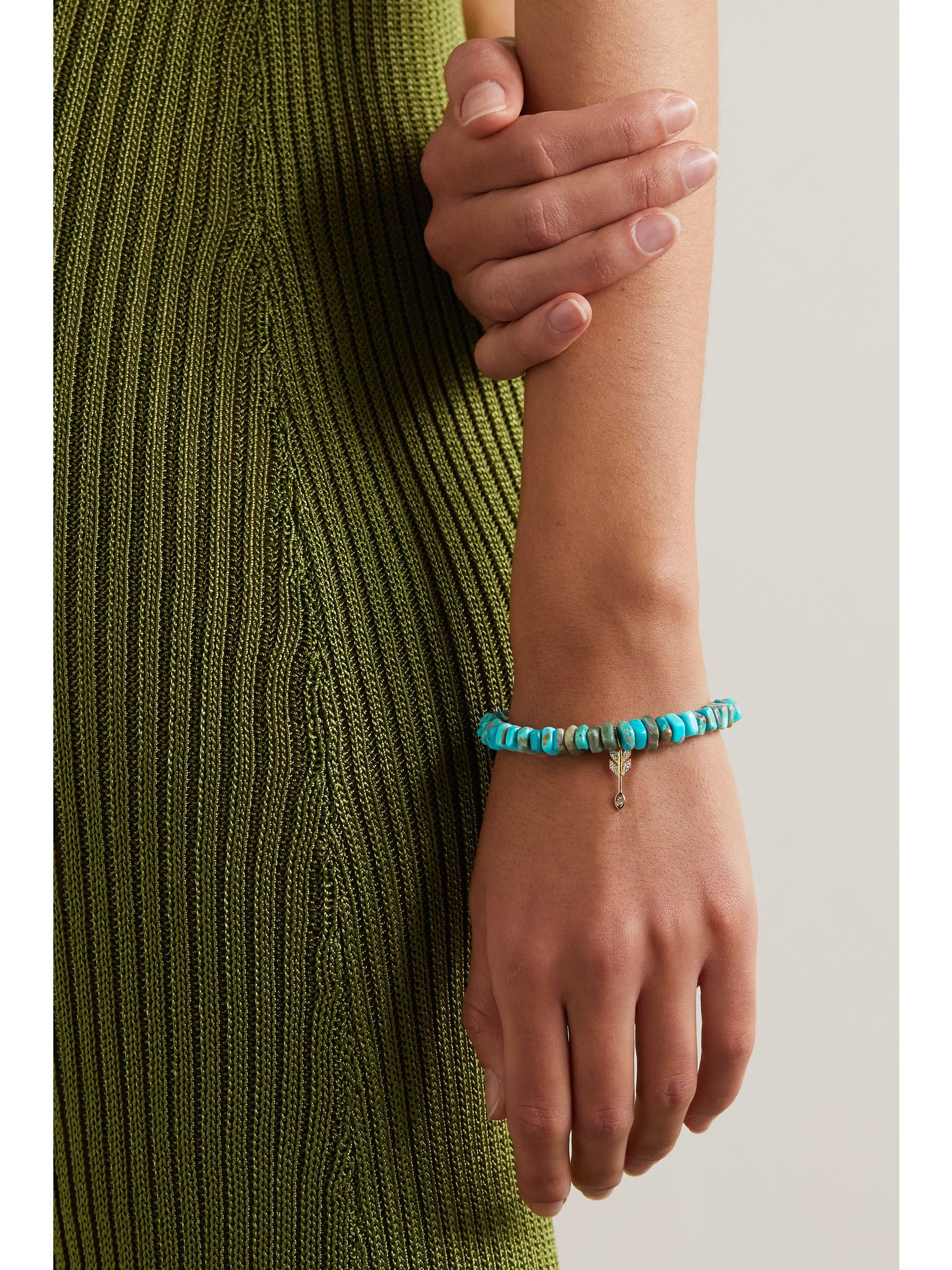 Small Arrow 14-karat gold, turquoise and diamond bracelet Blue - 2