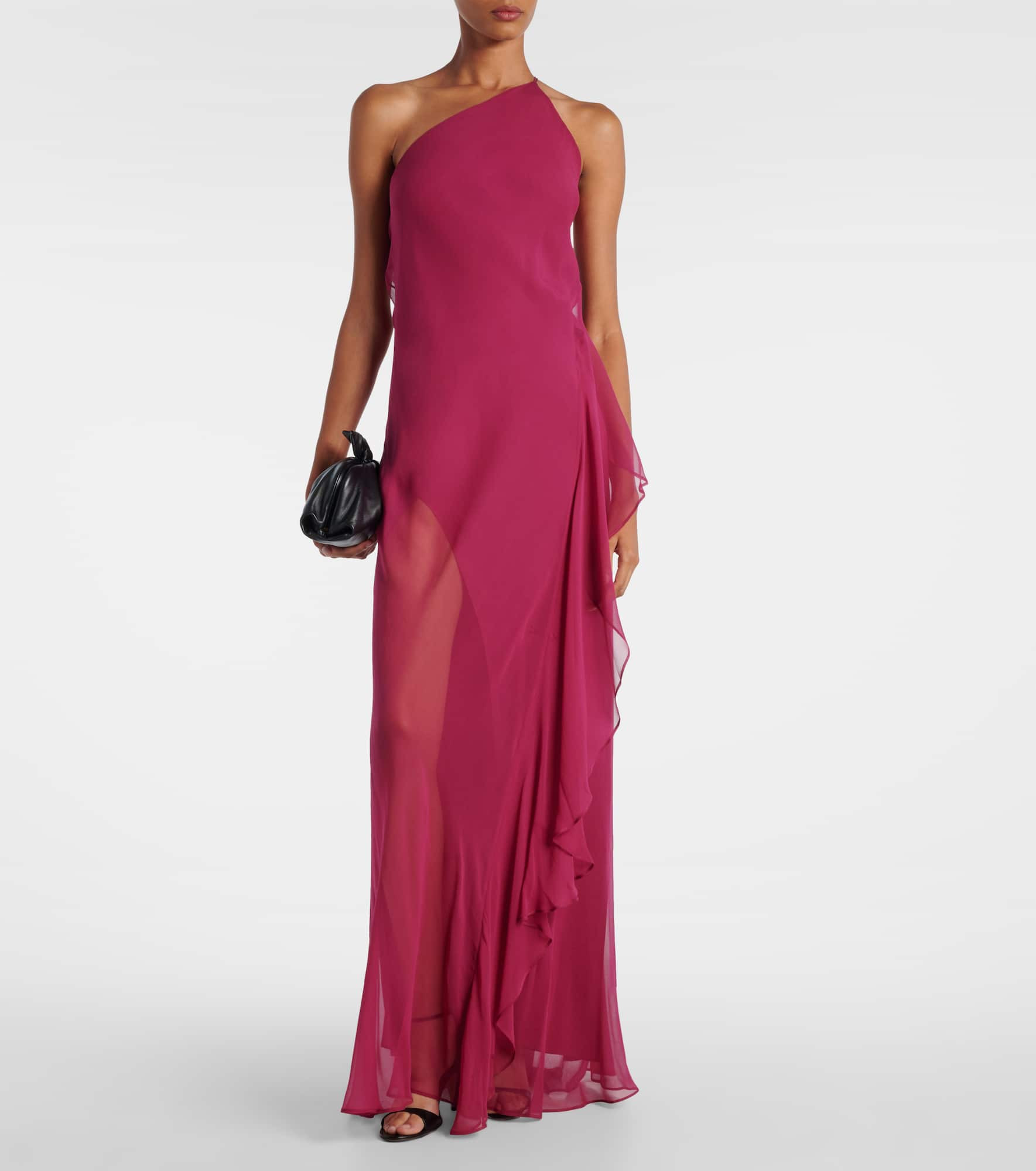 One-shoulder ruffled silk gown - 2