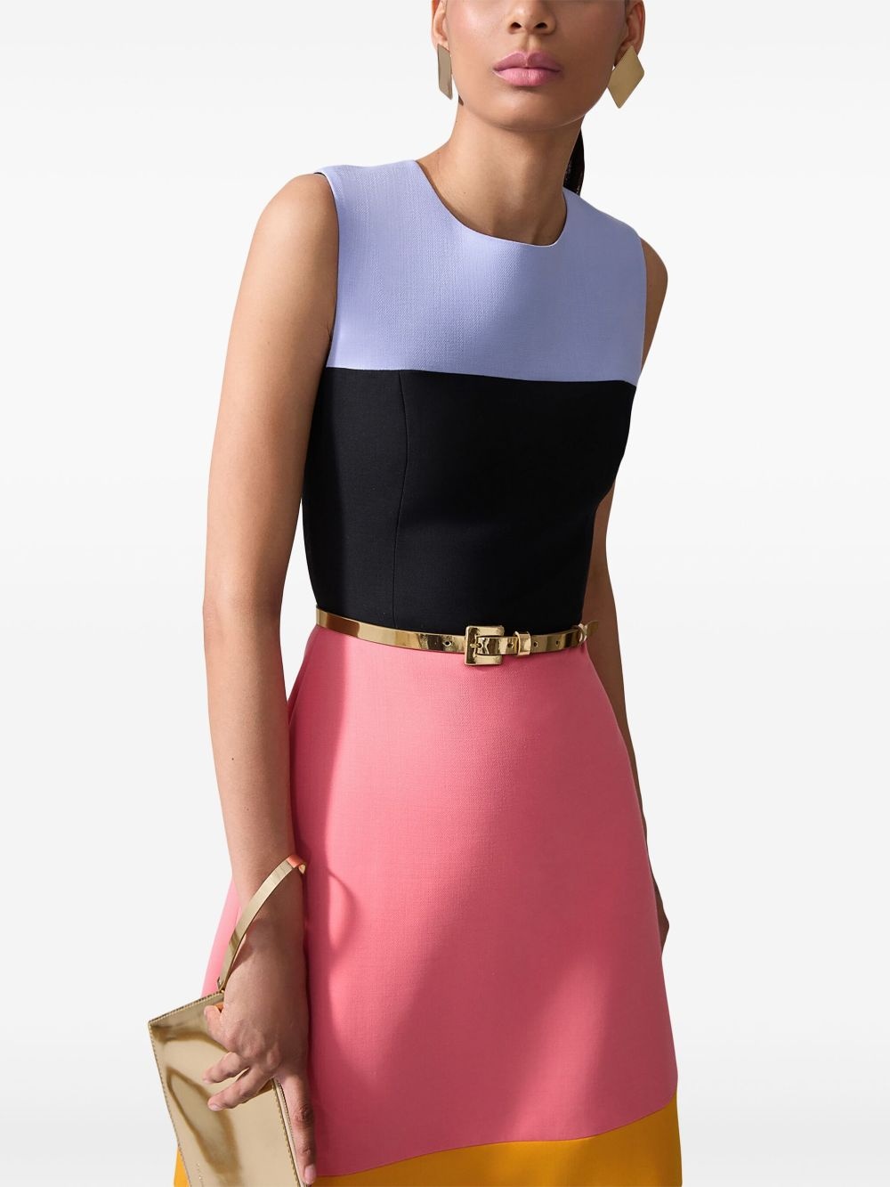sleeveless colourblock midi dress - 4