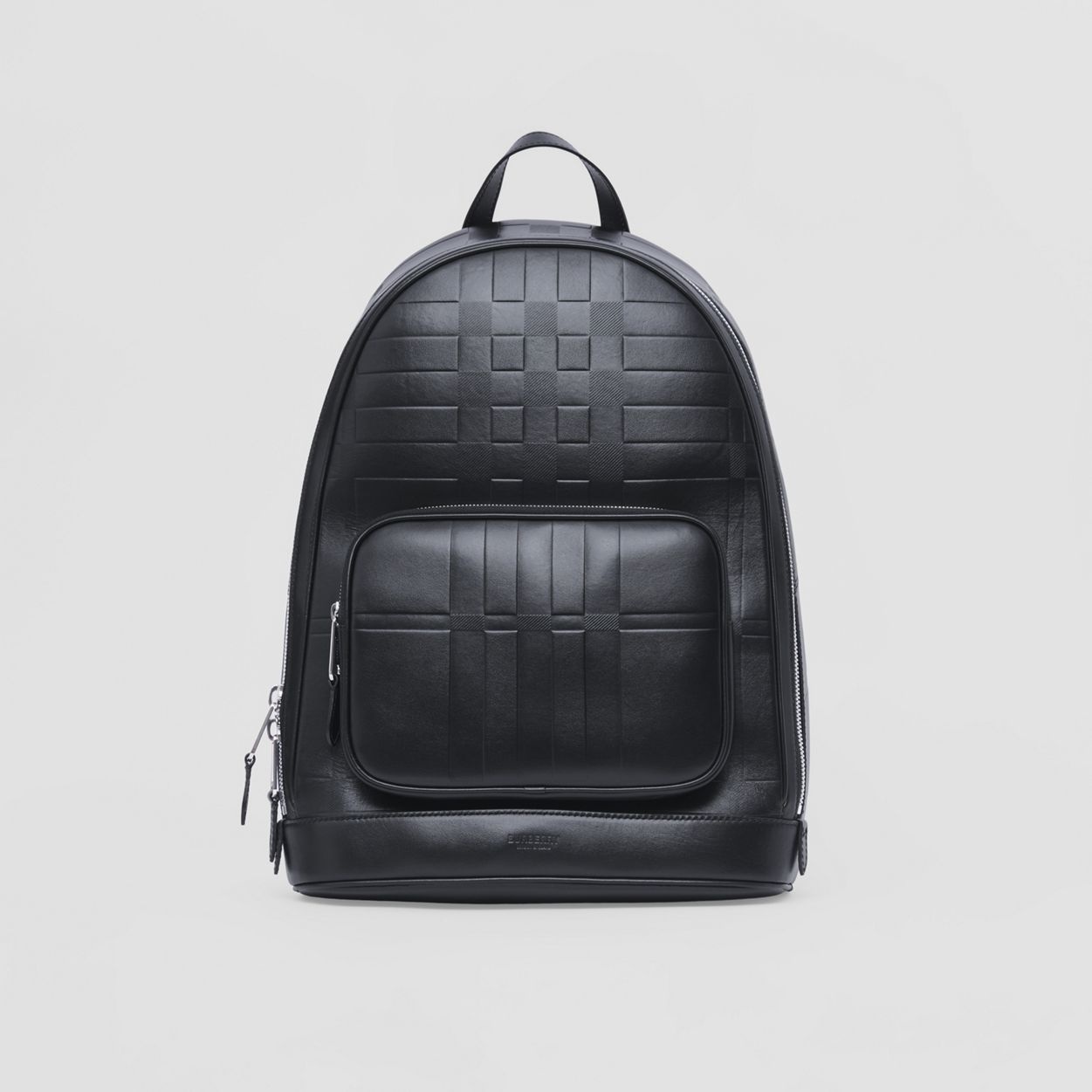 Embossed Check Leather Backpack - 1