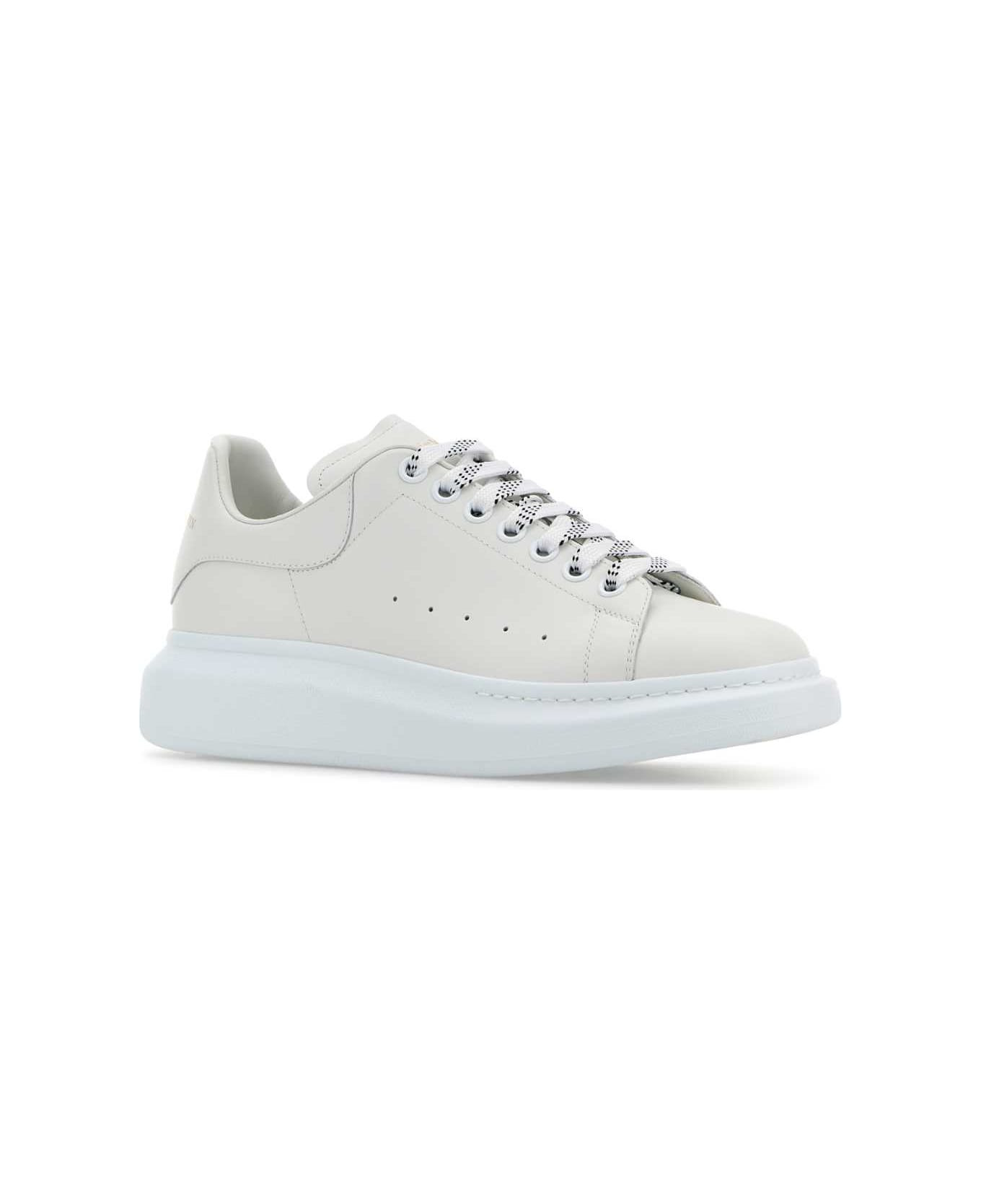Chalk Leather Sneakers With Chalk Leather Heel - 2