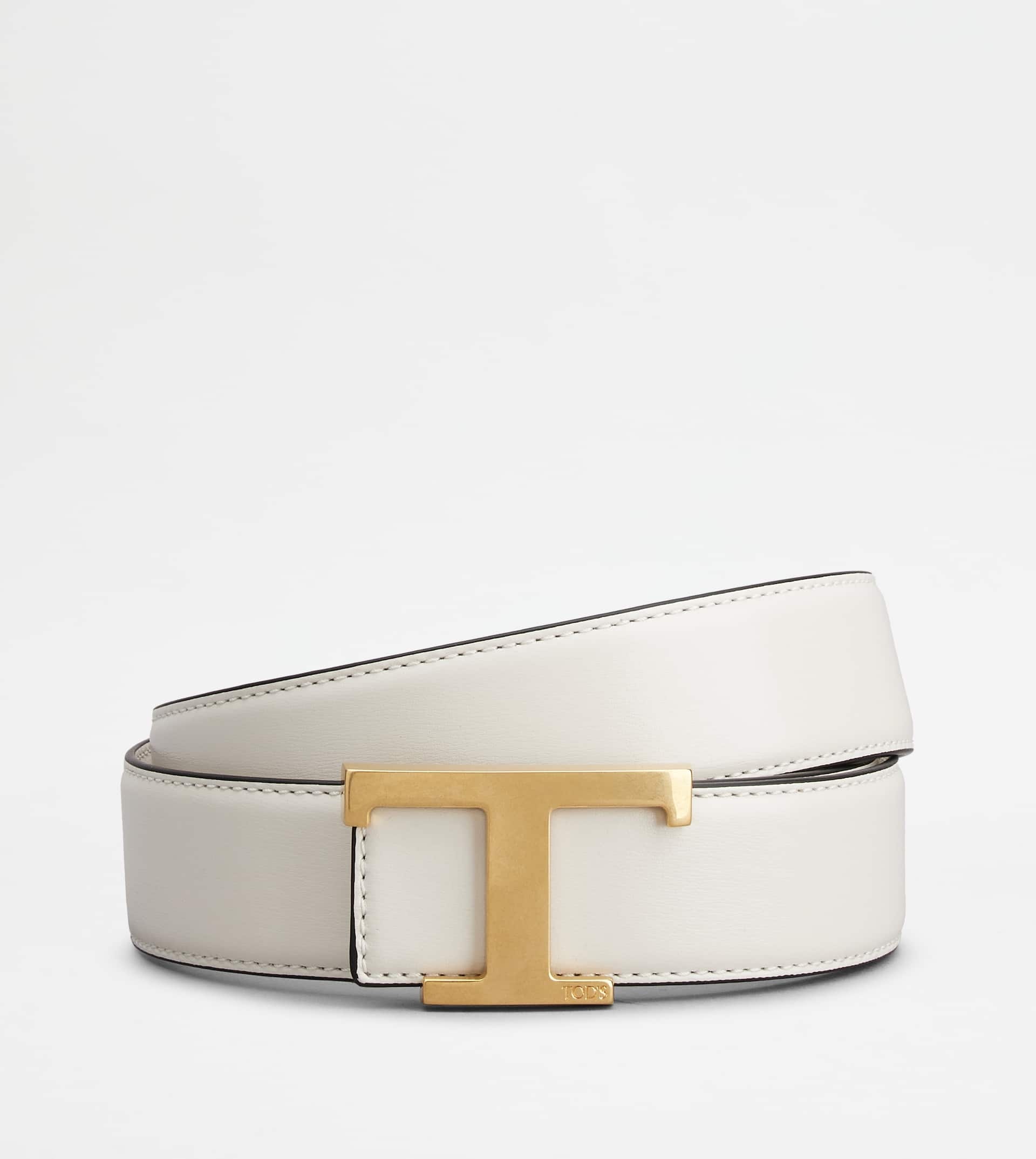 T TIMELESS REVERSIBLE BELT IN LEATHER - WHITE - 1