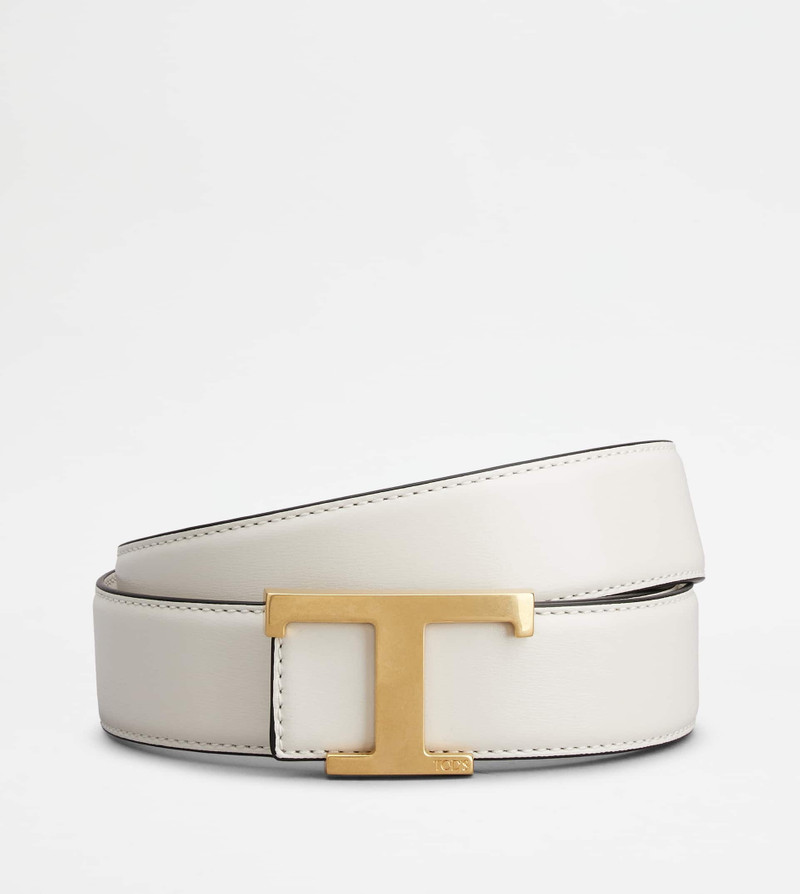 T TIMELESS REVERSIBLE BELT IN LEATHER - WHITE 1