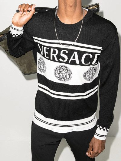 VERSACE intarsia-knit logo jumper outlook