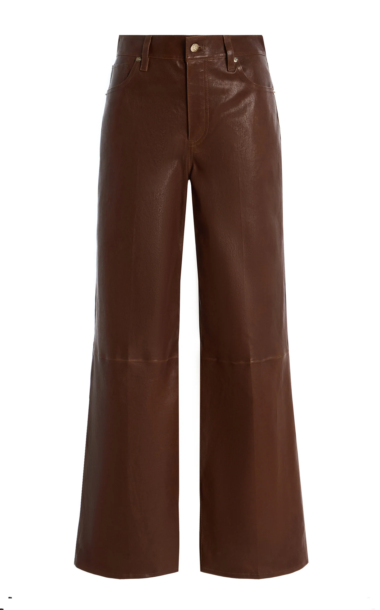 Le Slim Palazzo Leather Jeans brown - 1