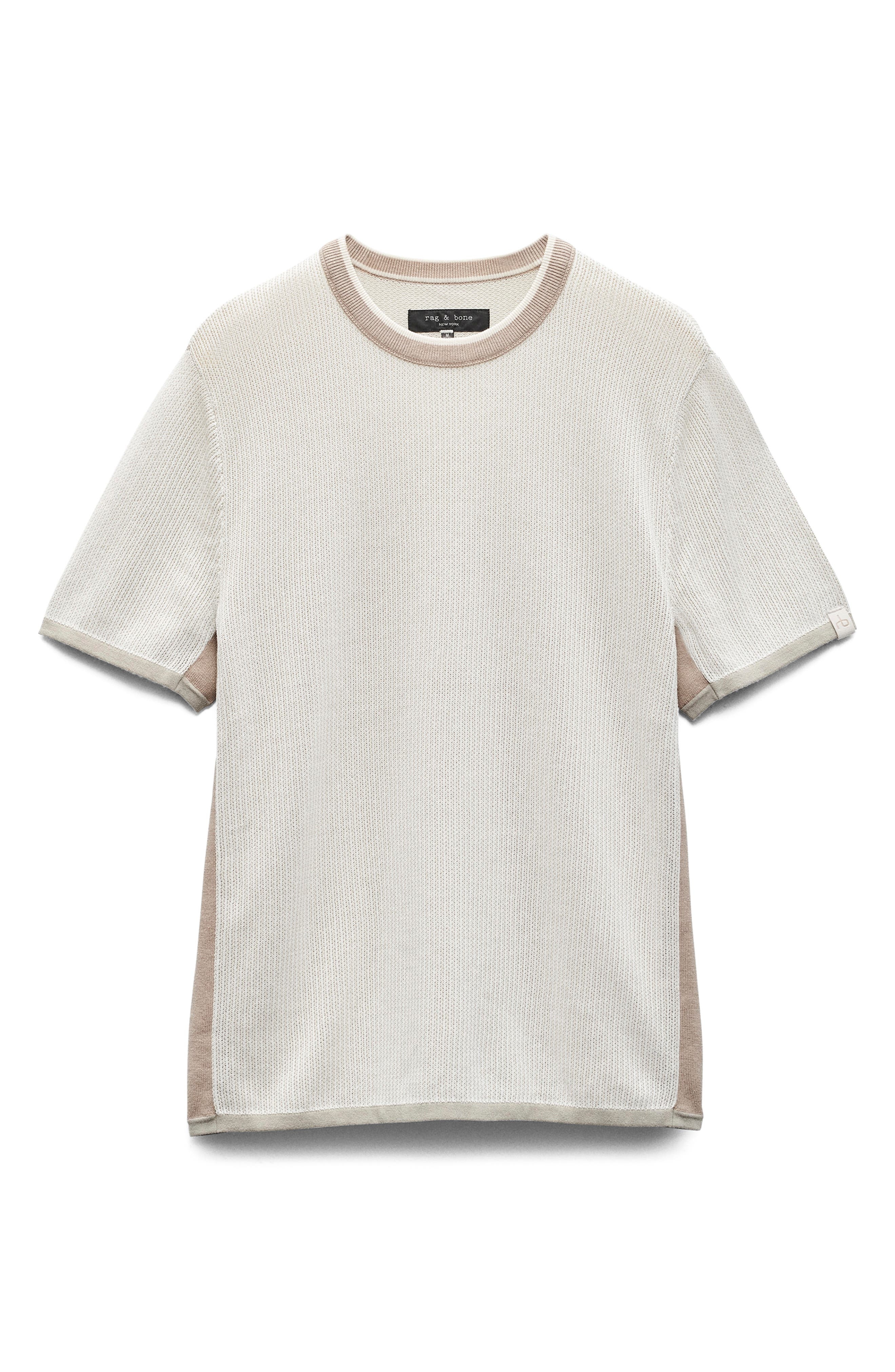 rag & bone Harvey Ringer Cotton Blend Mesh T-Shirt in Light Beige at Nordstrom - 4
