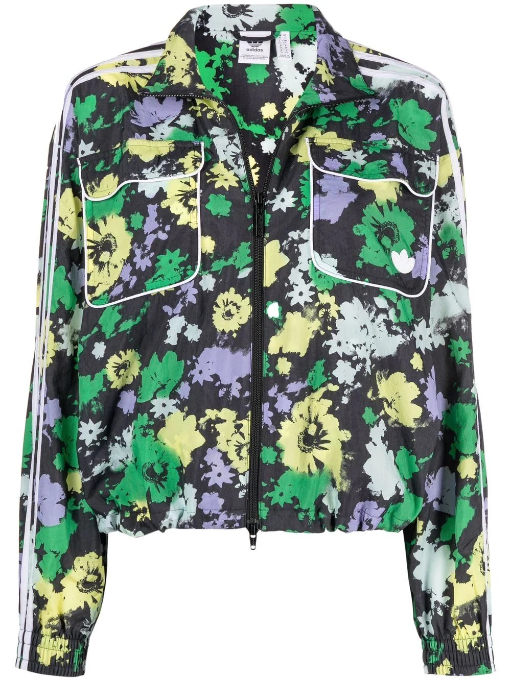 three-stripe floral-print windbreaker - 1