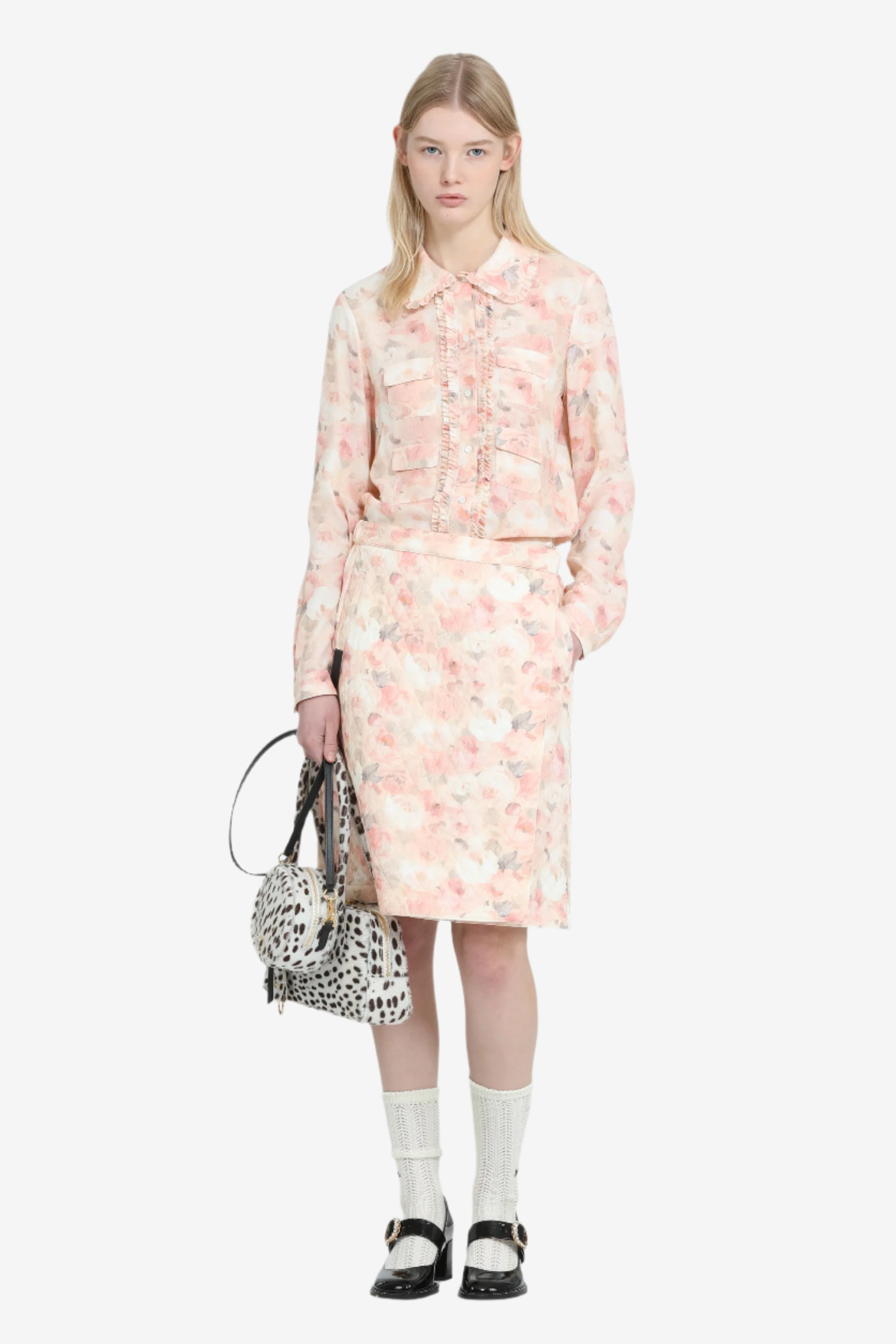 ABOVE-THE-KNEE WRAP SKIRT WITH FLORAL PRINT - 4
